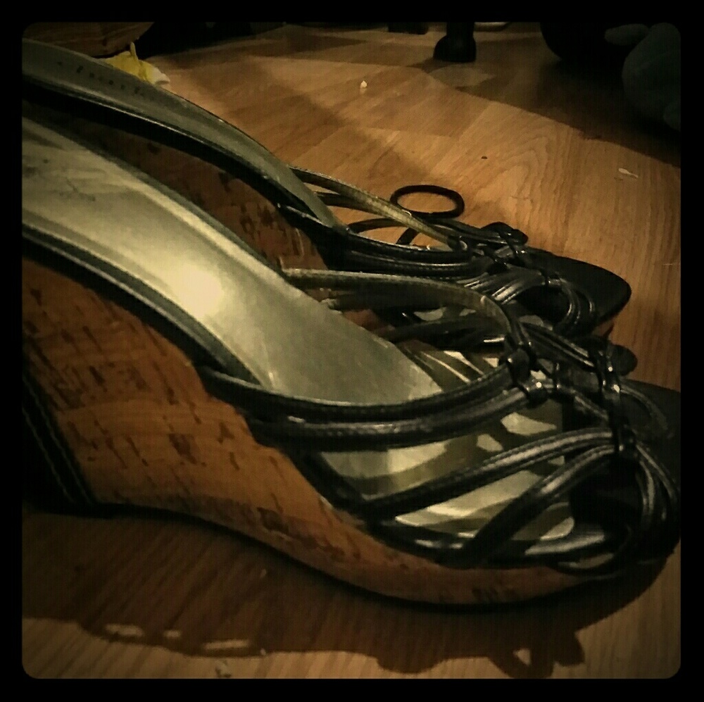Cute black wedges size 8